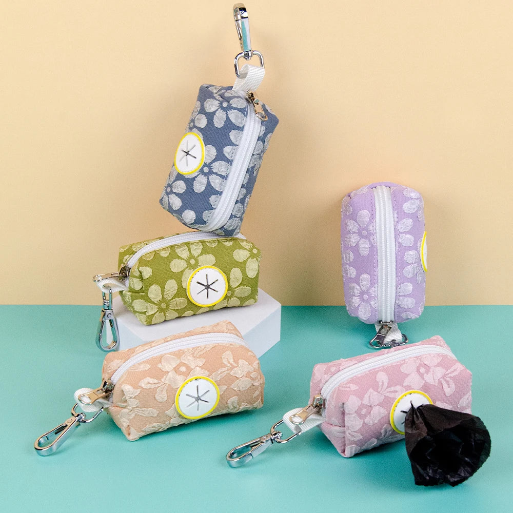 Cute Flower Pattern Dog Poop Bag Holder Dispenser Suitable Walk Dog Factory Direct Sale
