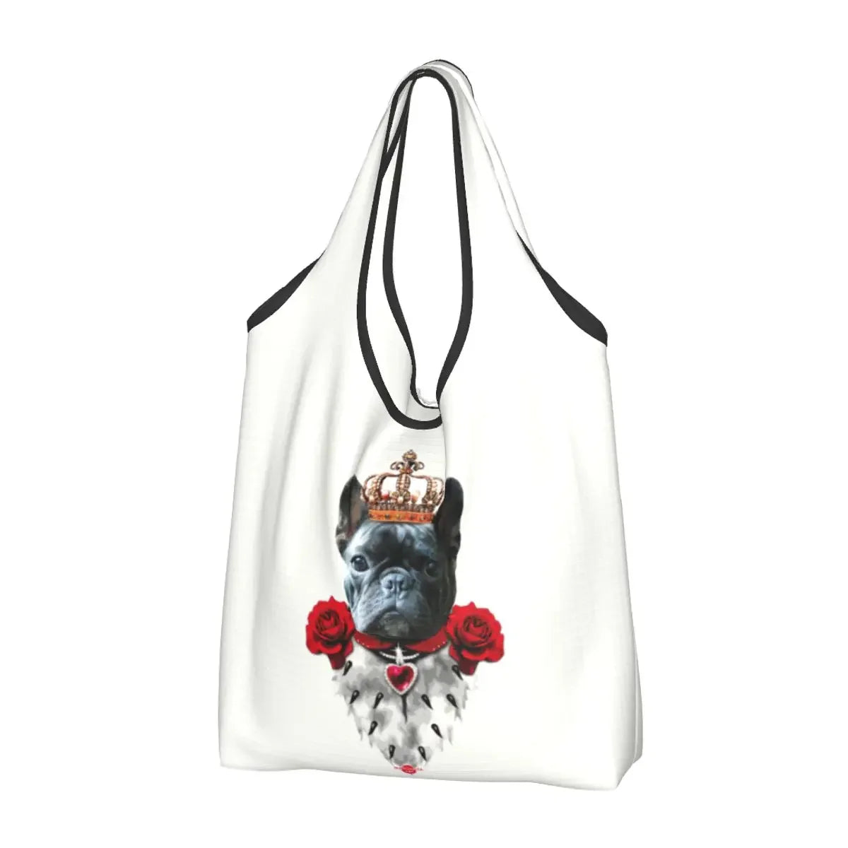 Recycling Pop Art Style French Bulldog Faces Shopping Bag Women Tote Bag Portable Frenchies Dog Pet Gift Groceries Shopper Bags