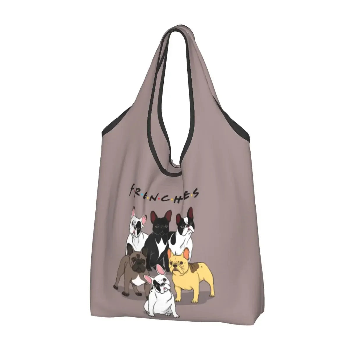 Recycling Pop Art Style French Bulldog Faces Shopping Bag Women Tote Bag Portable Frenchies Dog Pet Gift Groceries Shopper Bags