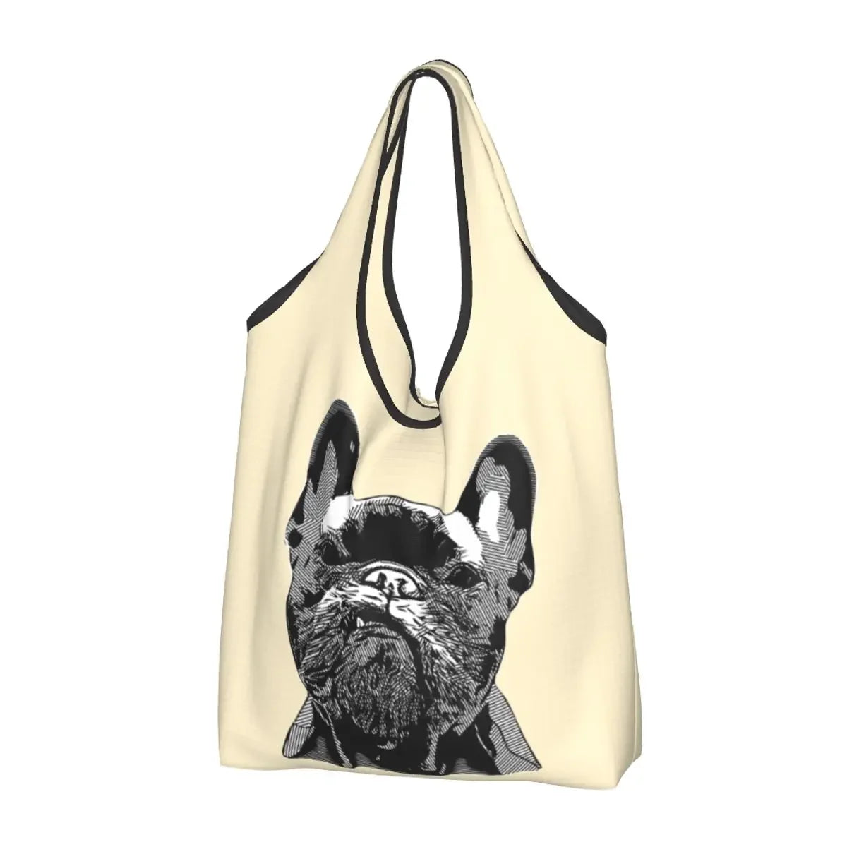 Recycling Pop Art Style French Bulldog Faces Shopping Bag Women Tote Bag Portable Frenchies Dog Pet Gift Groceries Shopper Bags