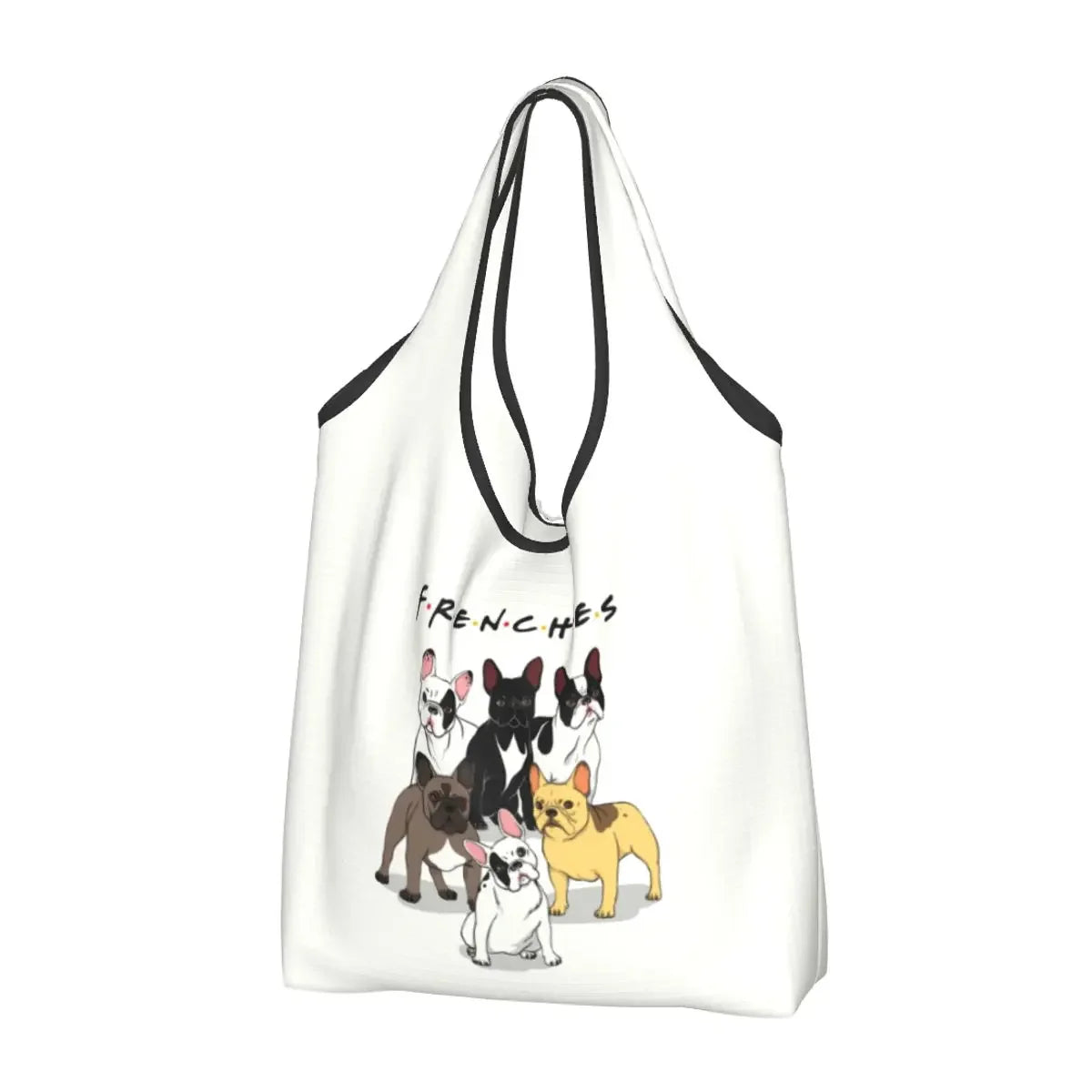 Recycling Pop Art Style French Bulldog Faces Shopping Bag Women Tote Bag Portable Frenchies Dog Pet Gift Groceries Shopper Bags