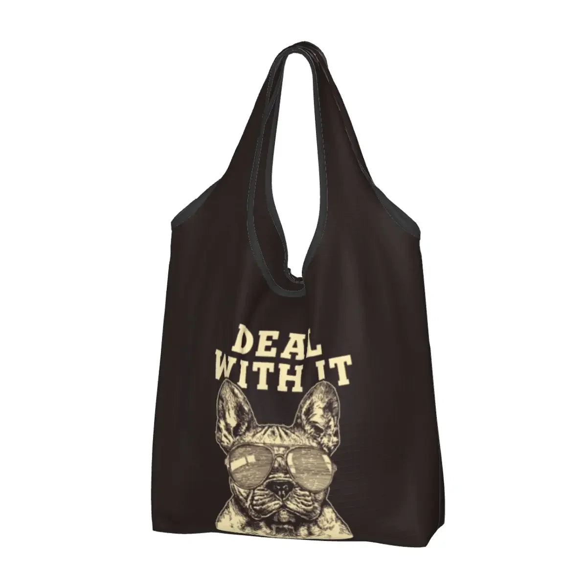 Recycling Pop Art Style French Bulldog Faces Shopping Bag Women Tote Bag Portable Frenchies Dog Pet Gift Groceries Shopper Bags
