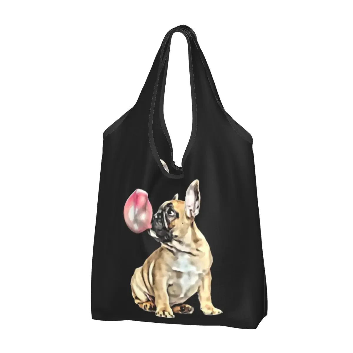 Recycling Pop Art Style French Bulldog Faces Shopping Bag Women Tote Bag Portable Frenchies Dog Pet Gift Groceries Shopper Bags
